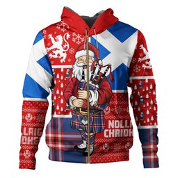 ScotsTee Shop Scottish Laing of Archiestown (Lang of Archiestown) Modern Clan Crest Tartan Hoodie Scotland Christmas Santa