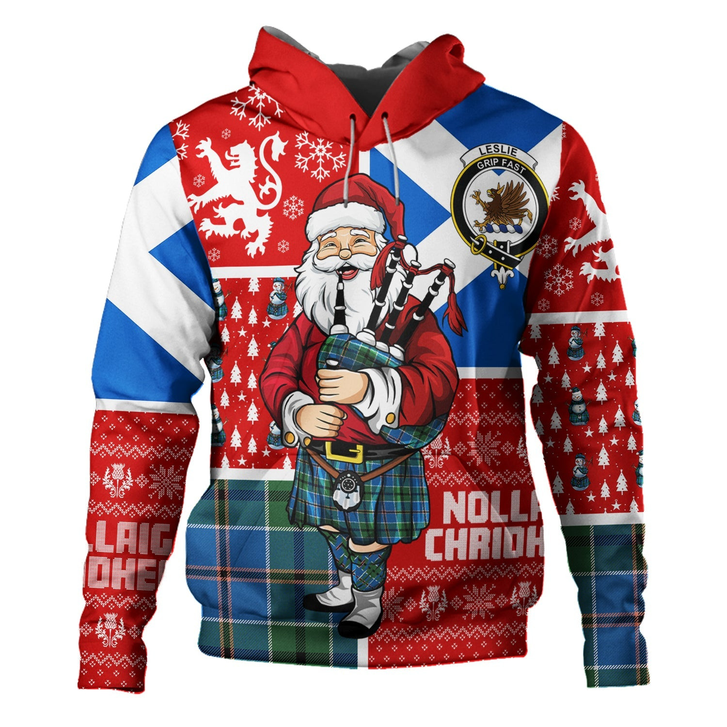 ScotsTee Shop Scottish Leslie of the Hebrides Ancient Clan Crest Tartan Hoodie Scotland Christmas Santa