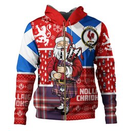 ScotsTee Shop Scottish Laing of Archiestown (Lang of Archiestown) Weathered Clan Crest Tartan Hoodie Scotland Christmas Santa