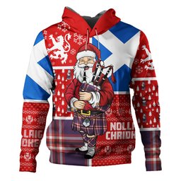 ScotsTee Shop Scottish Laing of Archiestown (Lang of Archiestown) Weathered Clan Crest Tartan Hoodie Scotland Christmas Santa