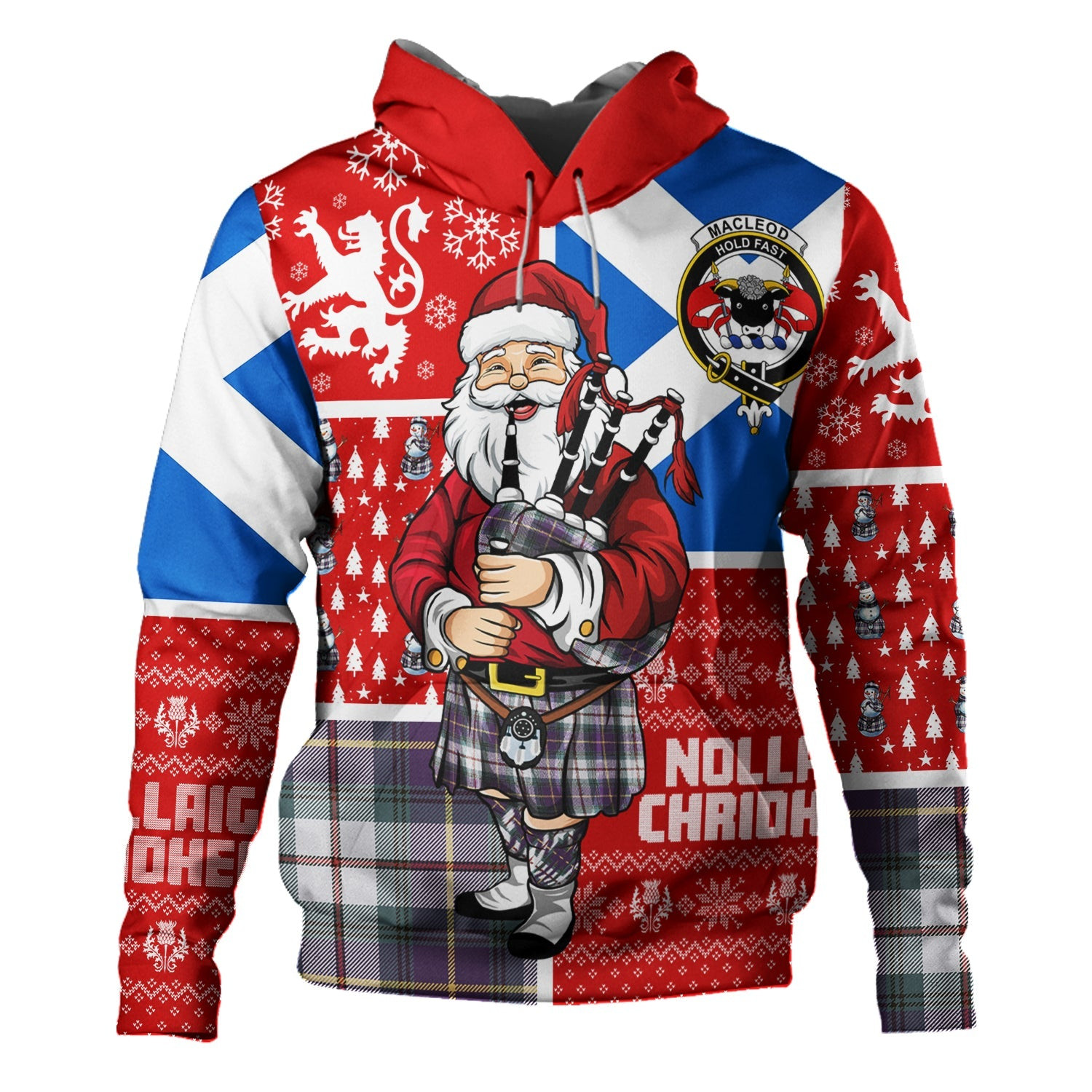 ScotsTee Shop Scottish MacLeod of California Weathered Clan Crest Tartan Hoodie Scotland Christmas Santa