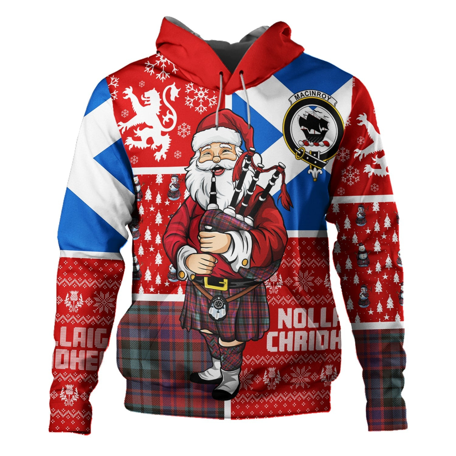 ScotsTee Shop Scottish MacInroy Weathered Clan Crest Tartan Hoodie Scotland Christmas Santa