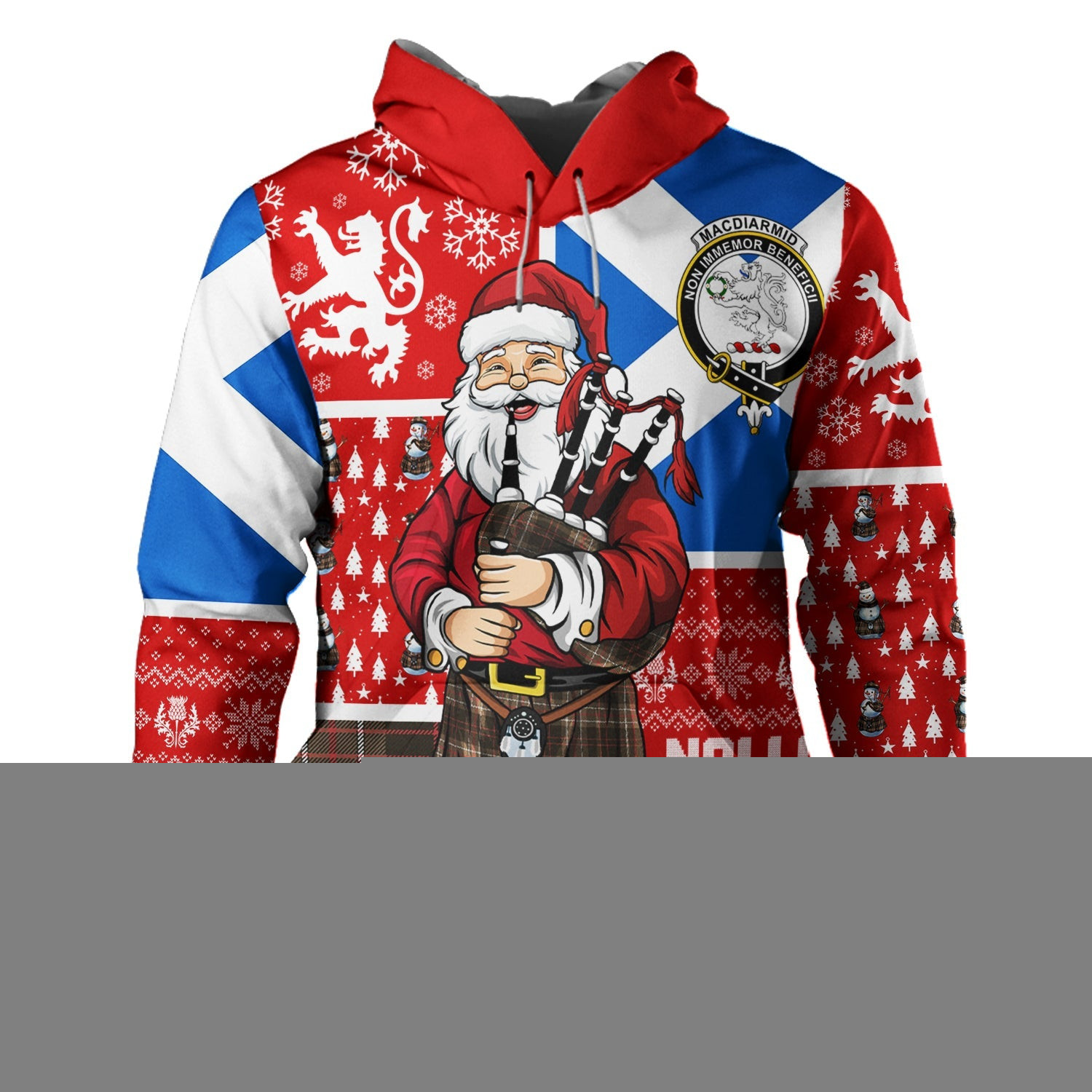 ScotsTee Shop Scottish MacDiarmid Weathered Clan Crest Tartan Hoodie Scotland Christmas Santa