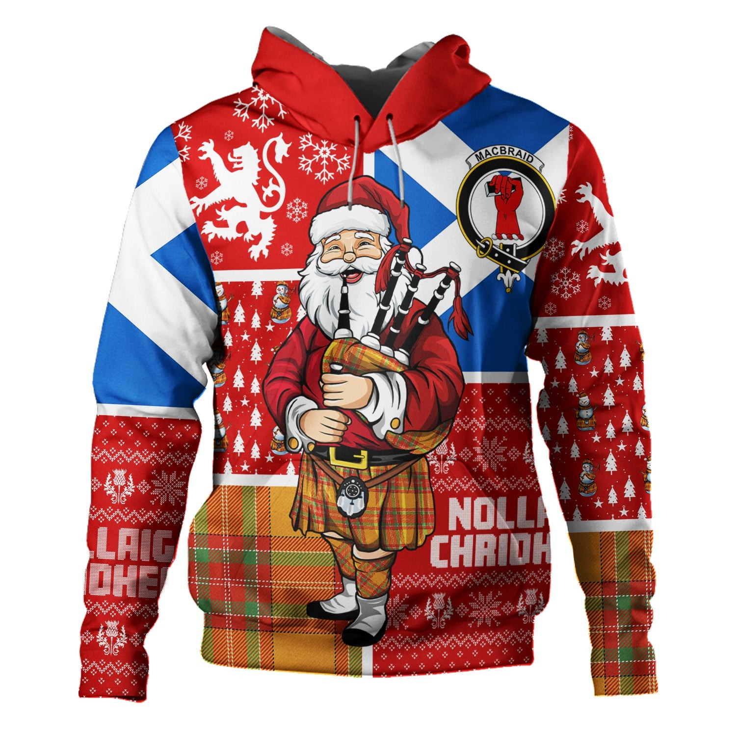 ScotsTee Shop Scottish MacBrair Ancient Clan Crest Tartan Hoodie Scotland Christmas Santa