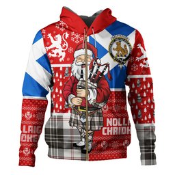 ScotsTee Shop Scottish MacPherson of Cluny Black & White Weathered Clan Crest Tartan Hoodie Scotland Christmas Santa