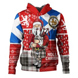 ScotsTee Shop Scottish MacPherson of Cluny Black & White Weathered Clan Crest Tartan Hoodie Scotland Christmas Santa