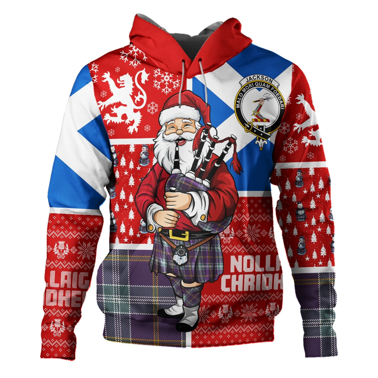 ScotsTee Shop Scottish Jackson Weathered Clan Crest Tartan Hoodie Scotland Christmas Santa