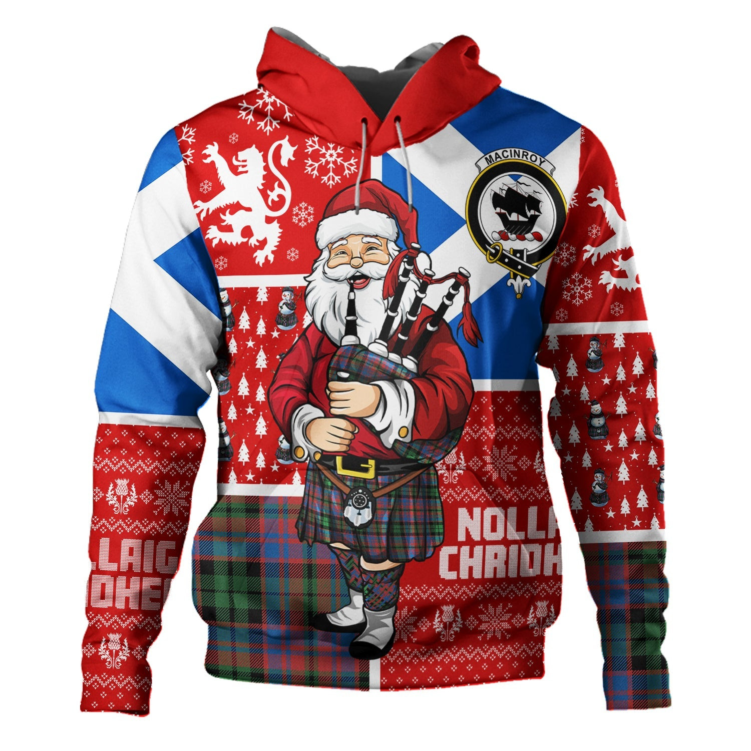 ScotsTee Shop Scottish MacInroy Ancient Clan Crest Tartan Hoodie Scotland Christmas Santa