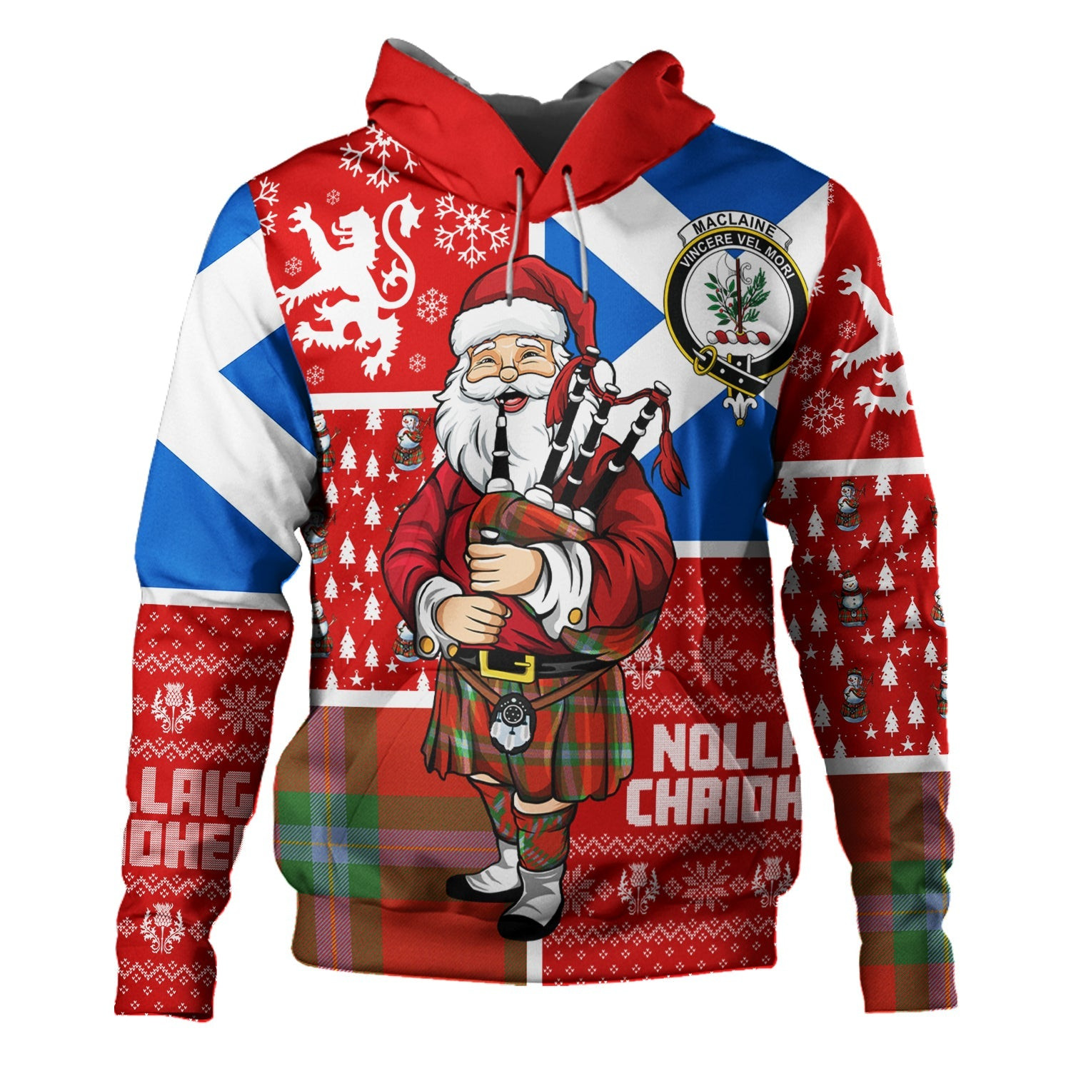 ScotsTee Shop Scottish MacLaine of LochBuie (Cockburn) (MacLaine of LochBuie) Ancient Clan Crest Tartan Hoodie Scotland Christmas Santa