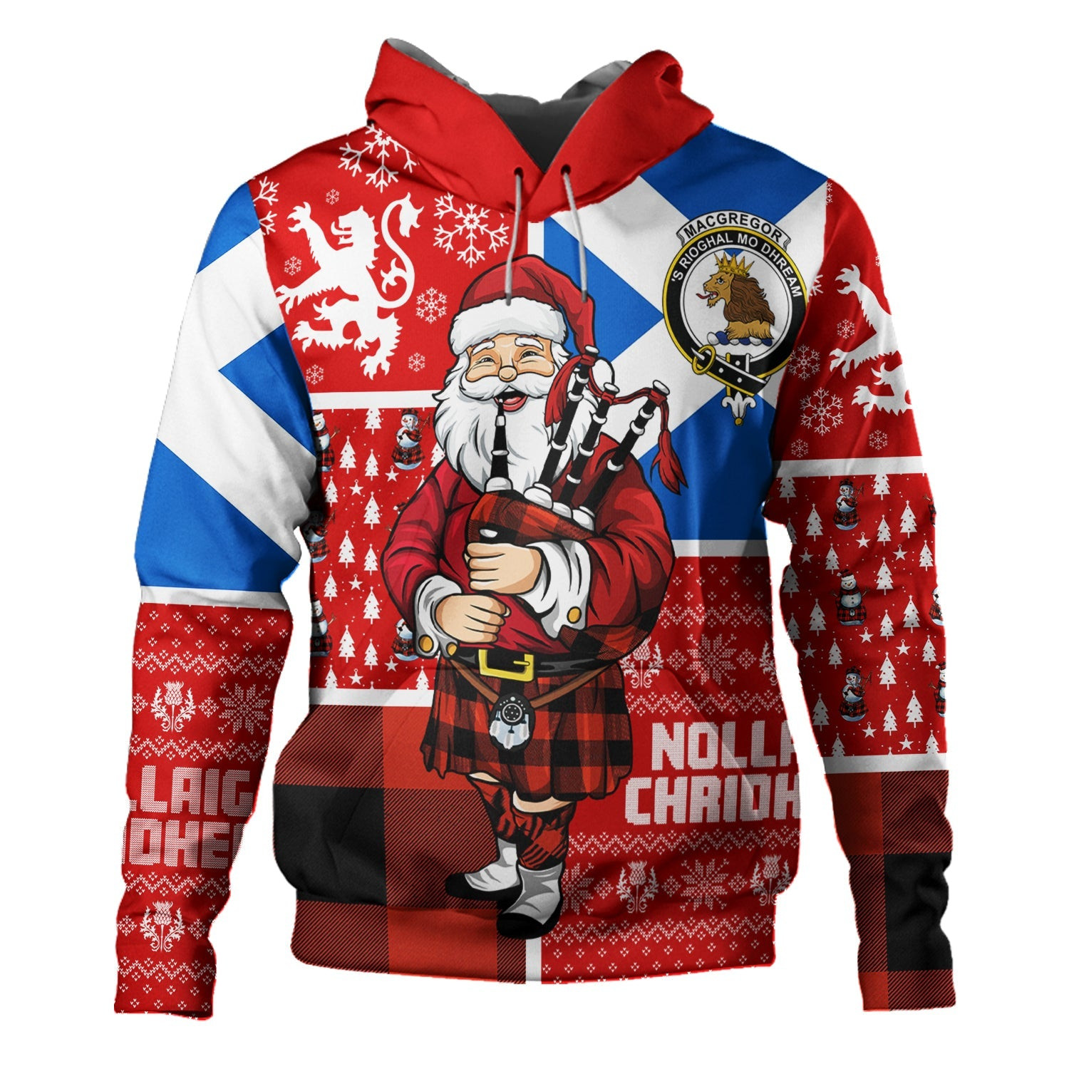 ScotsTee Shop Scottish MacGregor Rob Roy (Gregor Red & Black) Ancient Clan Crest Tartan Hoodie Scotland Christmas Santa