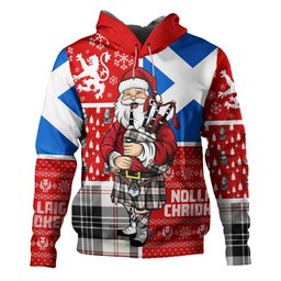 ScotsTee Shop Scottish MacPherson of Cluny Black & White Clan Crest Tartan Hoodie Scotland Christmas Santa