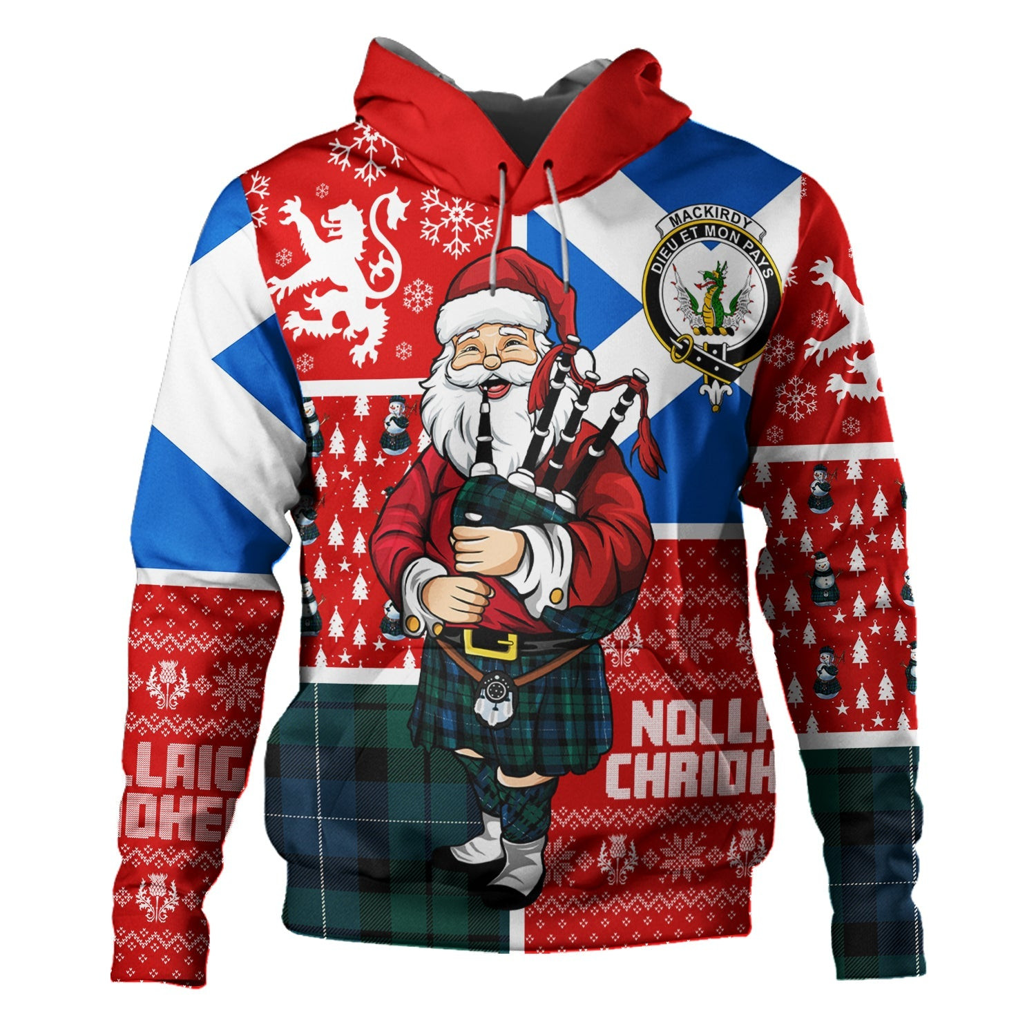 ScotsTee Shop Scottish MacKirdy Modern Clan Crest Tartan Hoodie Scotland Christmas Santa
