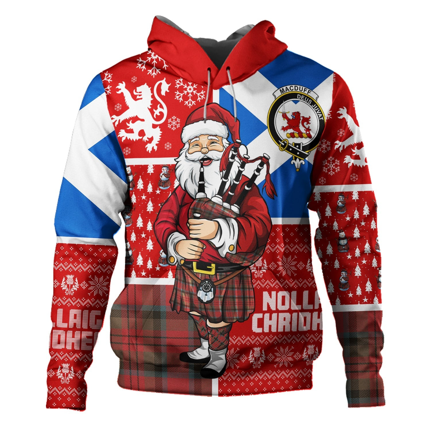 ScotsTee Shop Scottish MacDuff Weathered Clan Crest Tartan Hoodie Scotland Christmas Santa