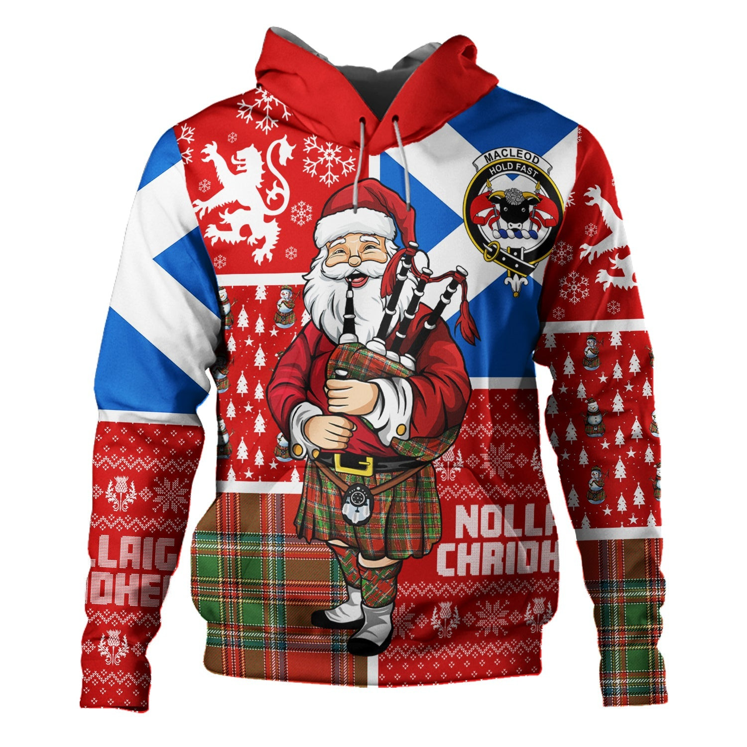 ScotsTee Shop Scottish MacLeod of Gesto Ancient Clan Crest Tartan Hoodie Scotland Christmas Santa