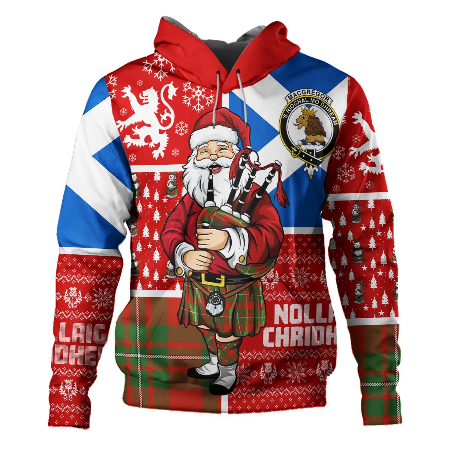 ScotsTee Shop Scottish MacGregor (Gregor) Ancient Clan Crest Tartan Hoodie Scotland Christmas Santa