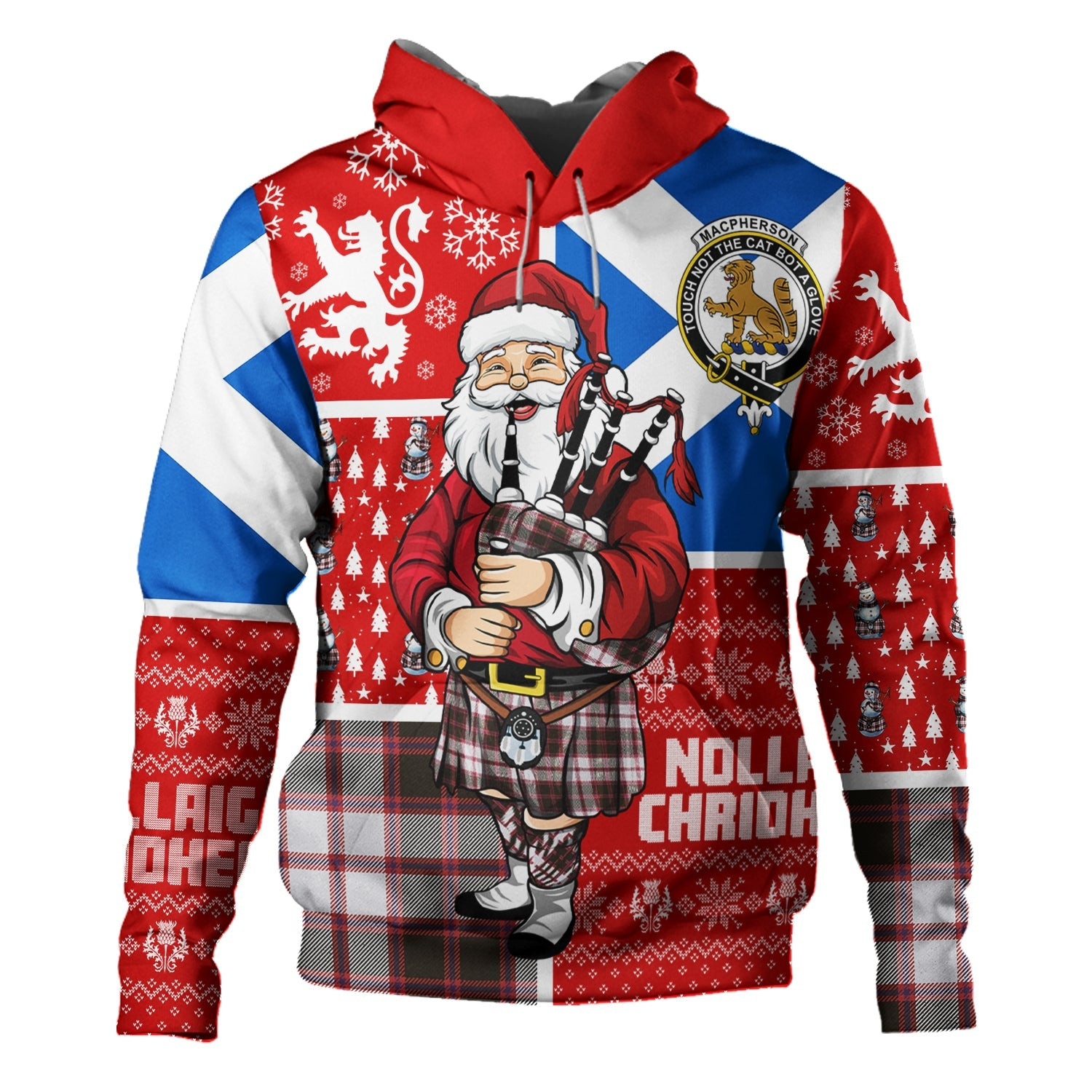 ScotsTee Shop Scottish MacPherson of Pitmain Weathered Clan Crest Tartan Hoodie Scotland Christmas Santa