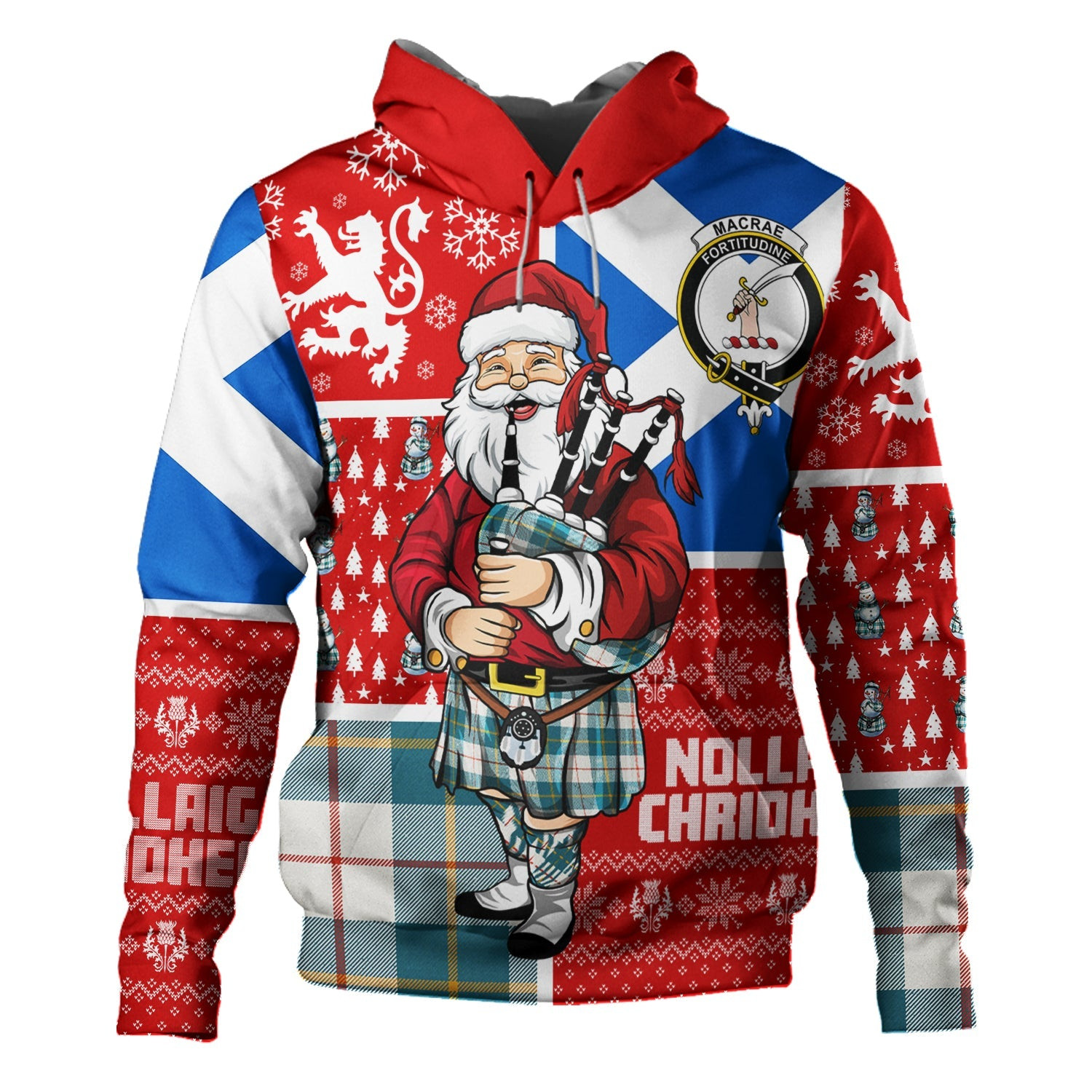 ScotsTee Shop Scottish MacRae of Conchra Ancient Clan Crest Tartan Hoodie Scotland Christmas Santa