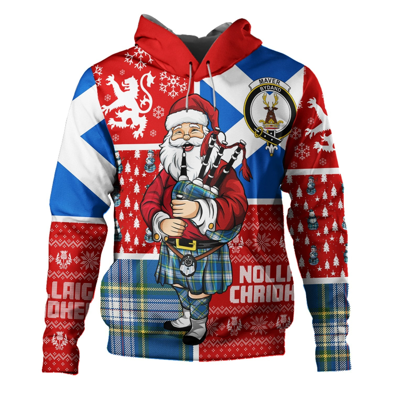 ScotsTee Shop Scottish Maver Dress Ancient Clan Crest Tartan Hoodie Scotland Christmas Santa