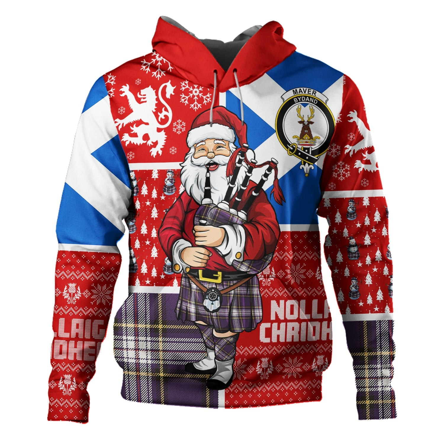 ScotsTee Shop Scottish Maver Dress Weathered Clan Crest Tartan Hoodie Scotland Christmas Santa