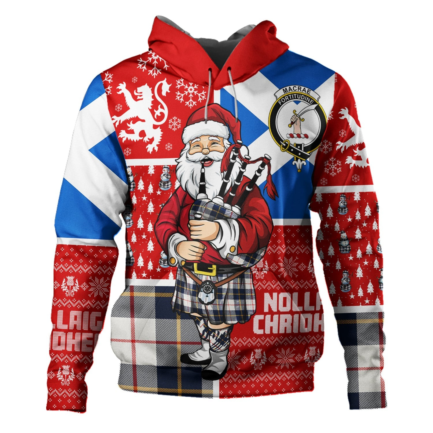 ScotsTee Shop Scottish MacRae of Conchra Modern Clan Crest Tartan Hoodie Scotland Christmas Santa
