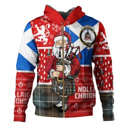 ScotsTee Shop Scottish MacNeil of Barra (MacNeil MacNeill) Weathered Clan Crest Tartan Hoodie Scotland Christmas Santa