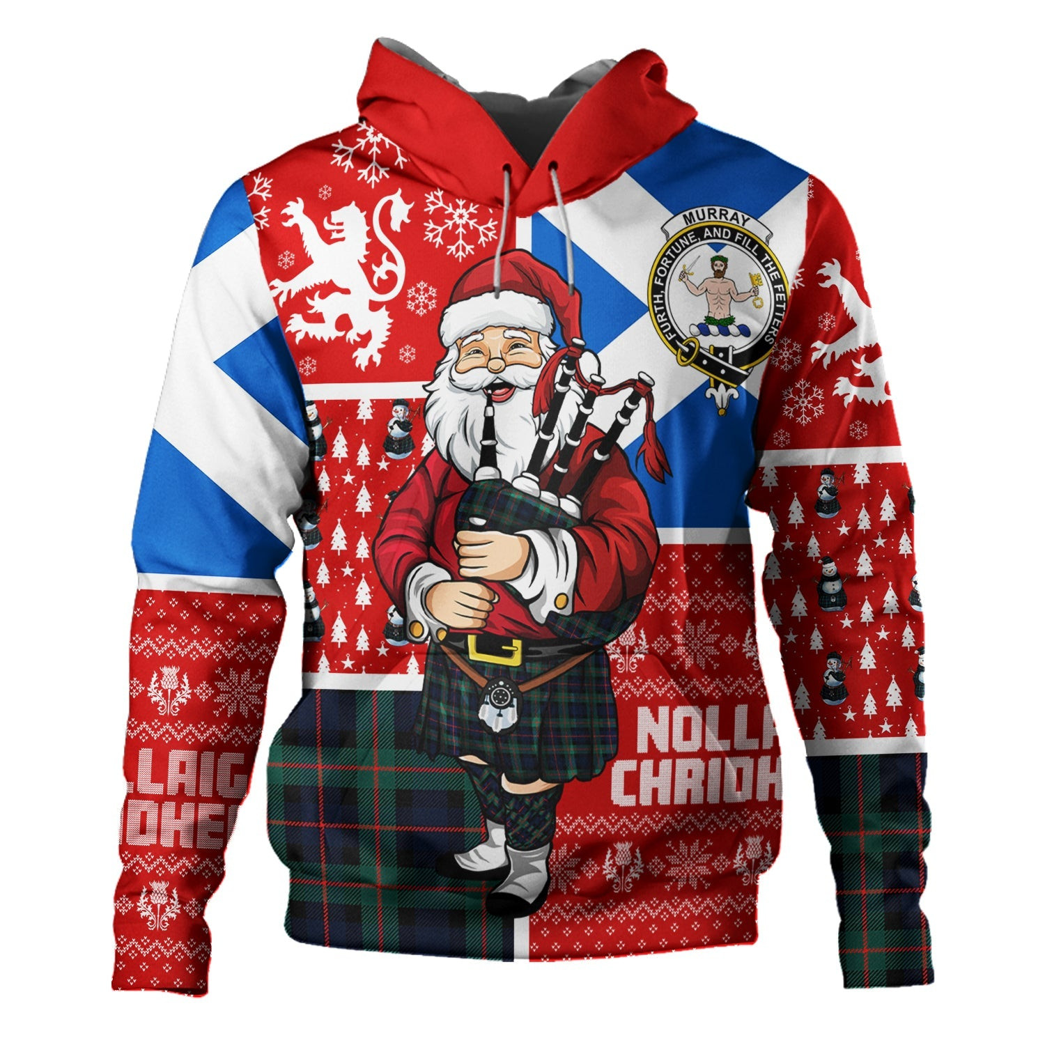 ScotsTee Shop Scottish Murray of Atholl variation (Murray of Atholl; variation) Modern Clan Crest Tartan Hoodie Scotland Christmas Santa
