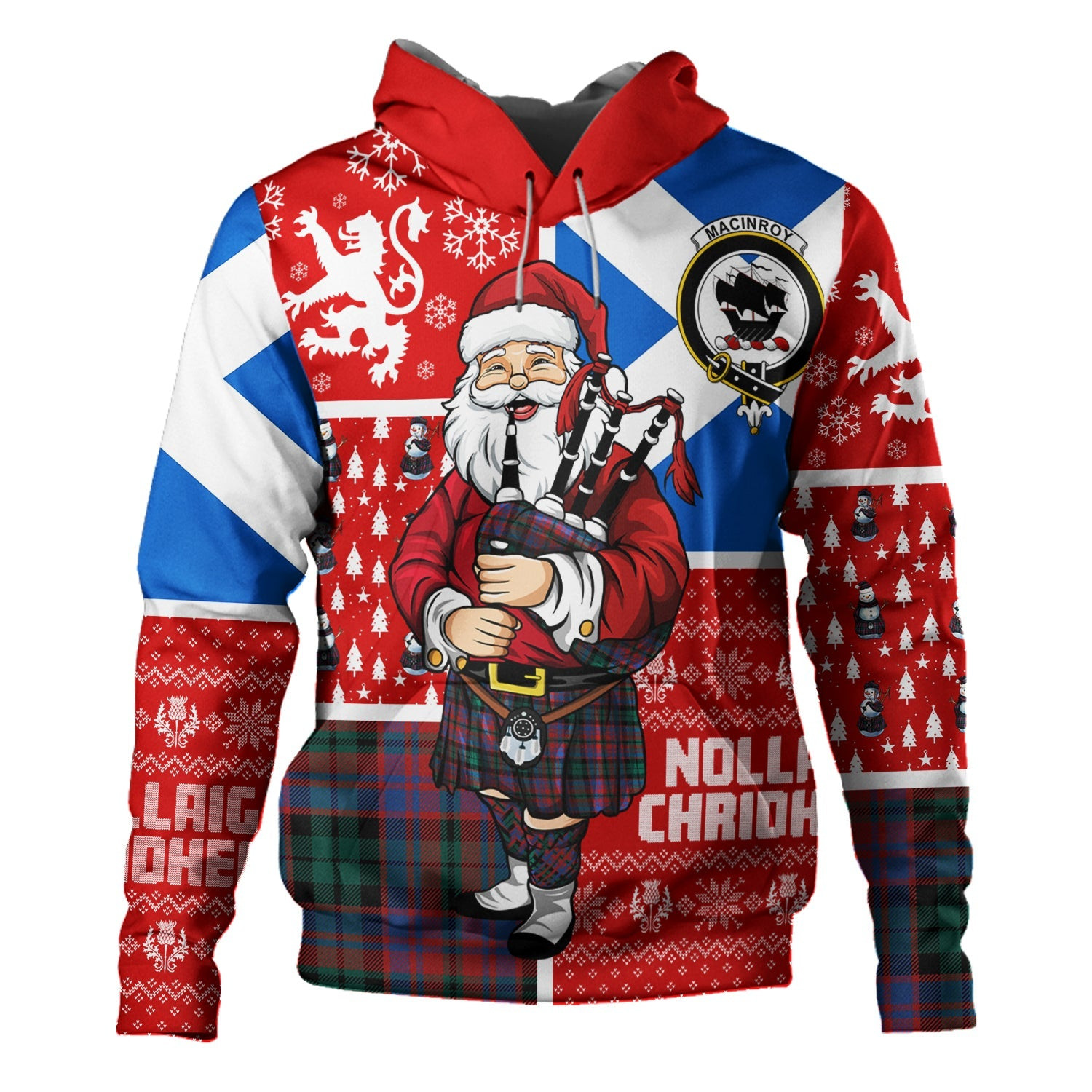 ScotsTee Shop Scottish MacInroy Modern Clan Crest Tartan Hoodie Scotland Christmas Santa