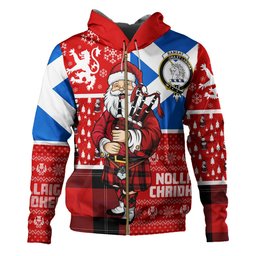 ScotsTee Shop Scottish Ramsay Red (Ramsay of Dalhousie) Clan Crest Tartan Hoodie Scotland Christmas Santa