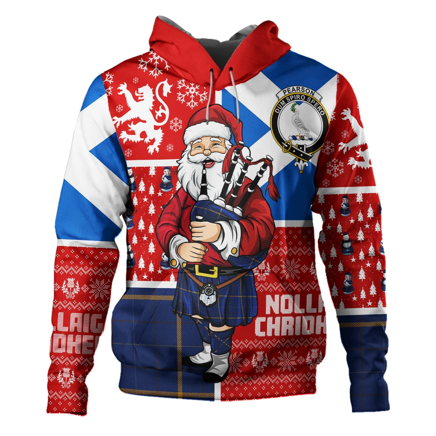 ScotsTee Shop Scottish Pearson Modern Clan Crest Tartan Hoodie Scotland Christmas Santa