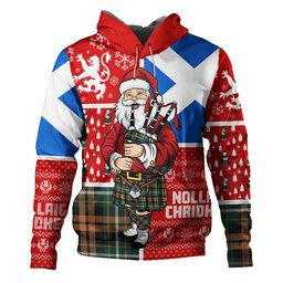 ScotsTee Shop Scottish Ramsay Orange Modern Clan Crest Tartan Hoodie Scotland Christmas Santa