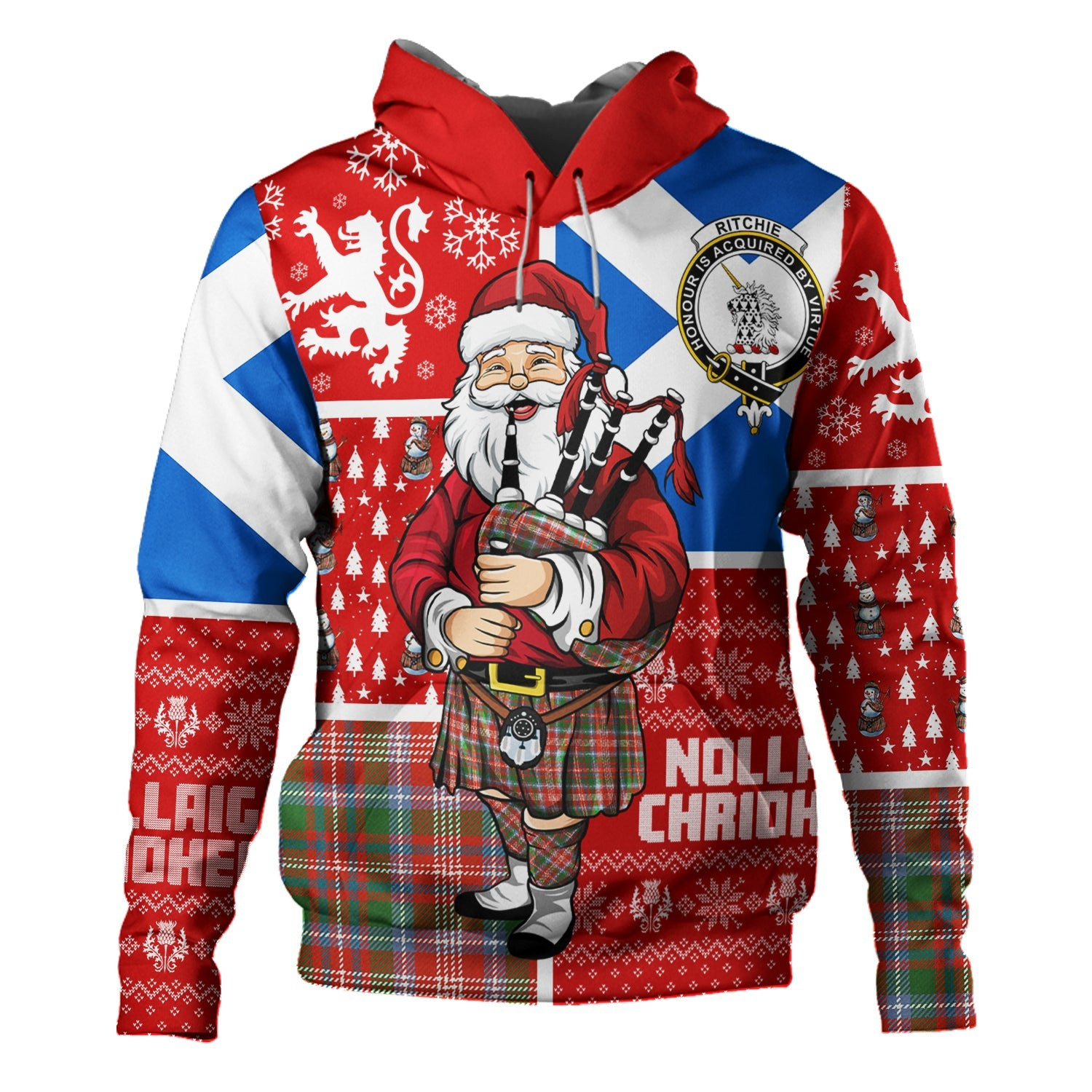 ScotsTee Shop Scottish Ritchie Ancient Clan Crest Tartan Hoodie Scotland Christmas Santa