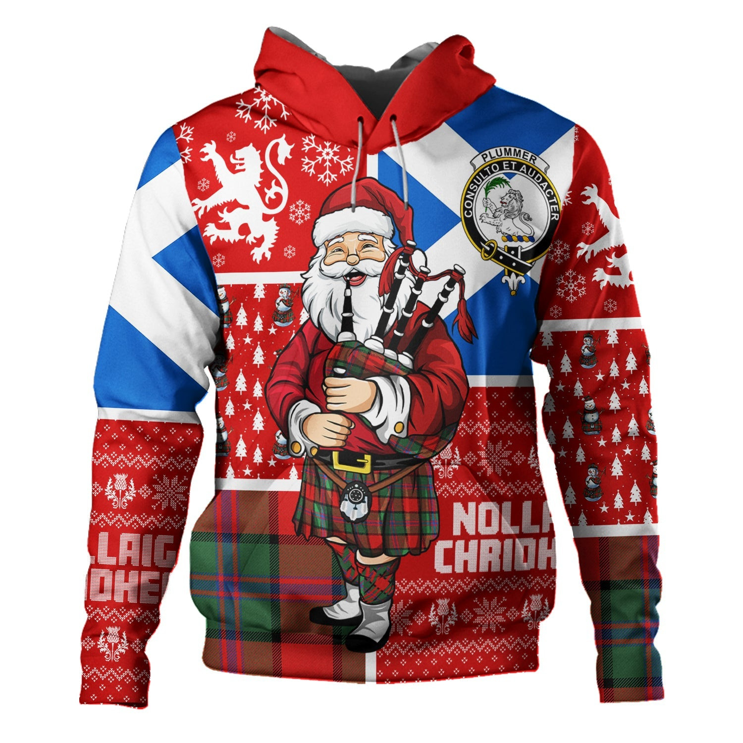 ScotsTee Shop Scottish Plummer Modern Clan Crest Tartan Hoodie Scotland Christmas Santa