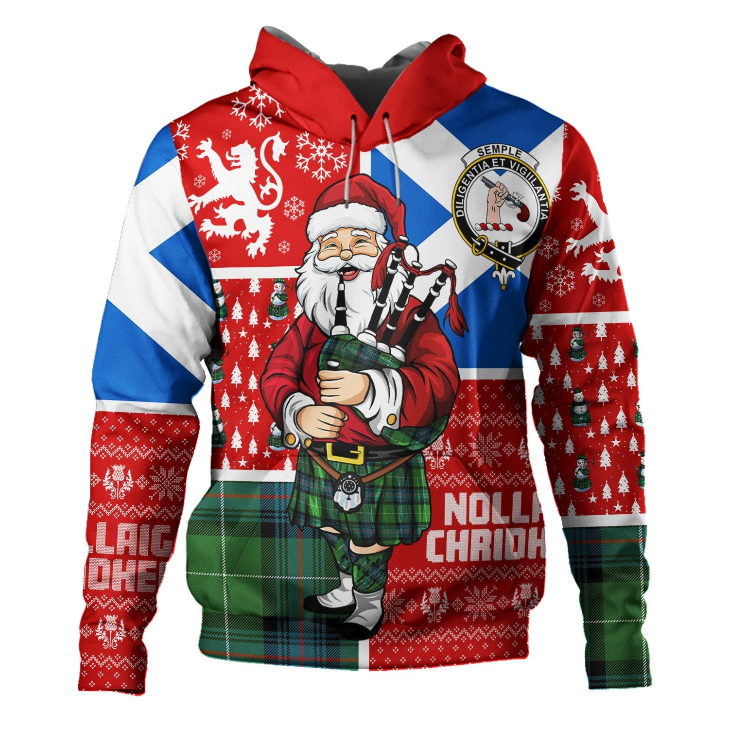ScotsTee Shop Scottish Semple Ancient Clan Crest Tartan Hoodie Scotland Christmas Santa