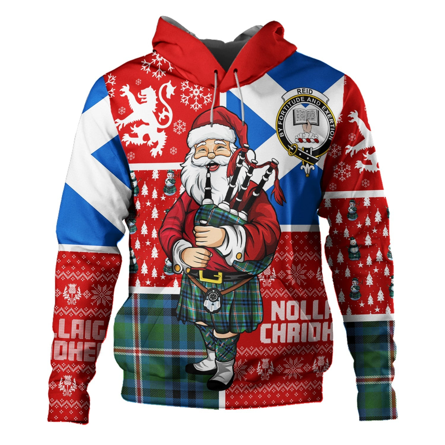 ScotsTee Shop Scottish Reid (Mill City) Ancient Clan Crest Tartan Hoodie Scotland Christmas Santa