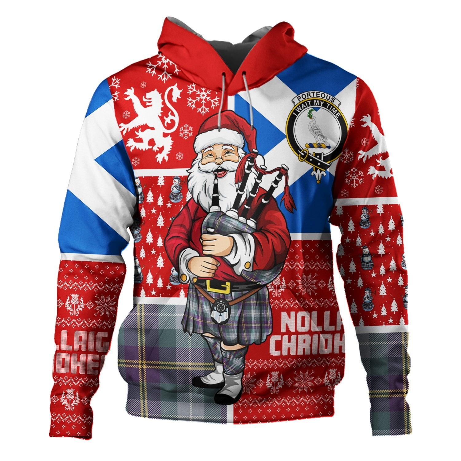 ScotsTee Shop Scottish Porteous Weathered Clan Crest Tartan Hoodie Scotland Christmas Santa