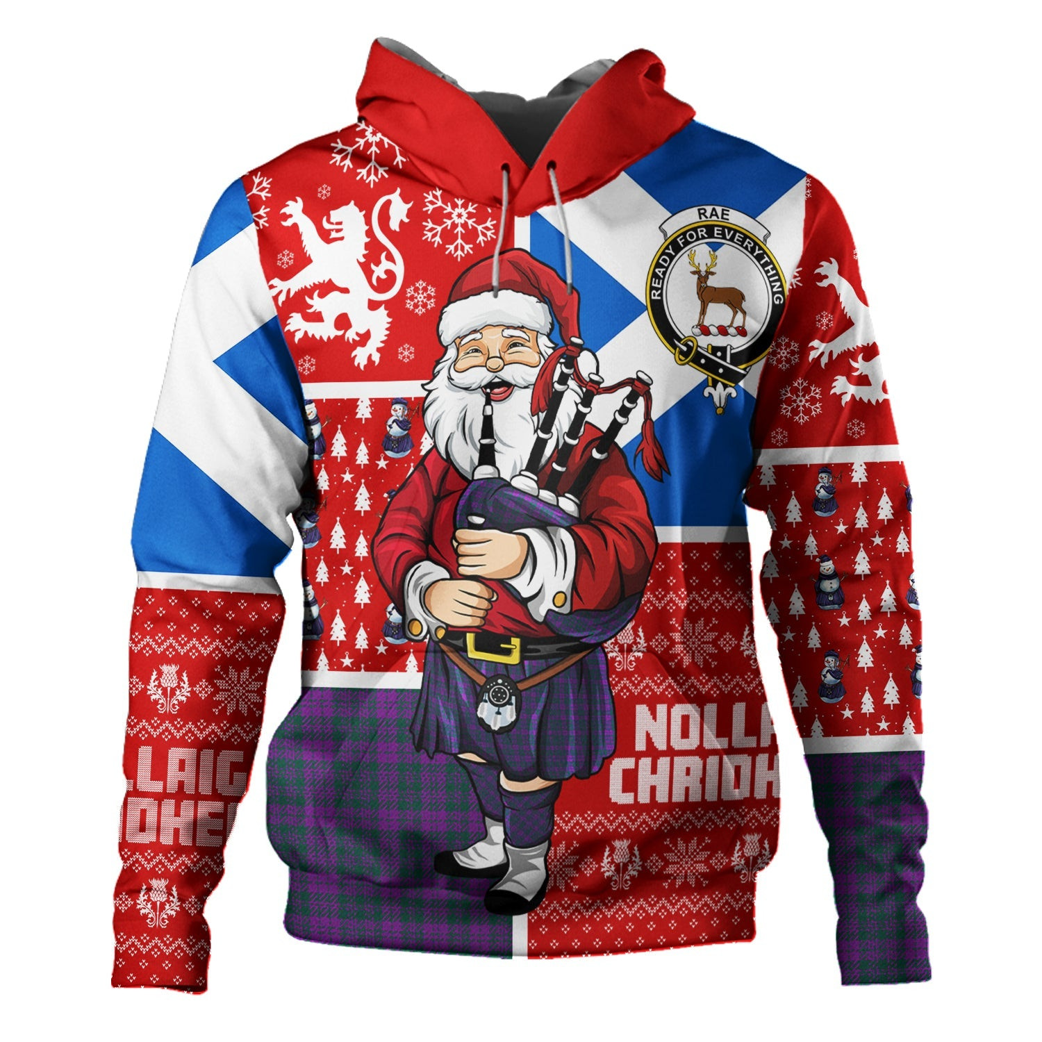 ScotsTee Shop Scottish Rae Modern Clan Crest Tartan Hoodie Scotland Christmas Santa