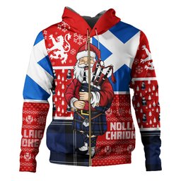 ScotsTee Shop Scottish Ramsay Blue Modern Clan Crest Tartan Hoodie Scotland Christmas Santa