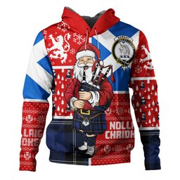 ScotsTee Shop Scottish Ramsay Blue Modern Clan Crest Tartan Hoodie Scotland Christmas Santa