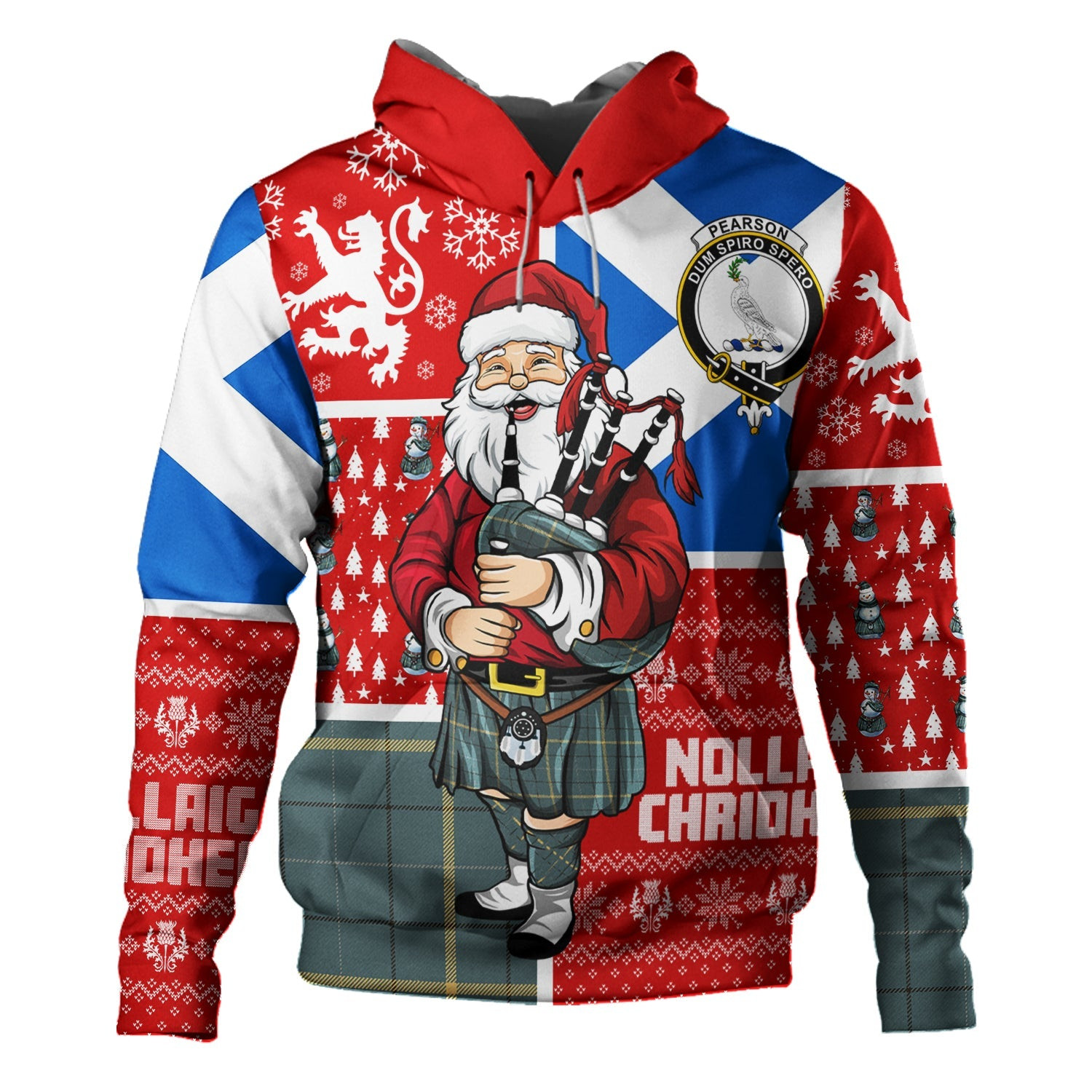 ScotsTee Shop Scottish Pearson Weathered Clan Crest Tartan Hoodie Scotland Christmas Santa