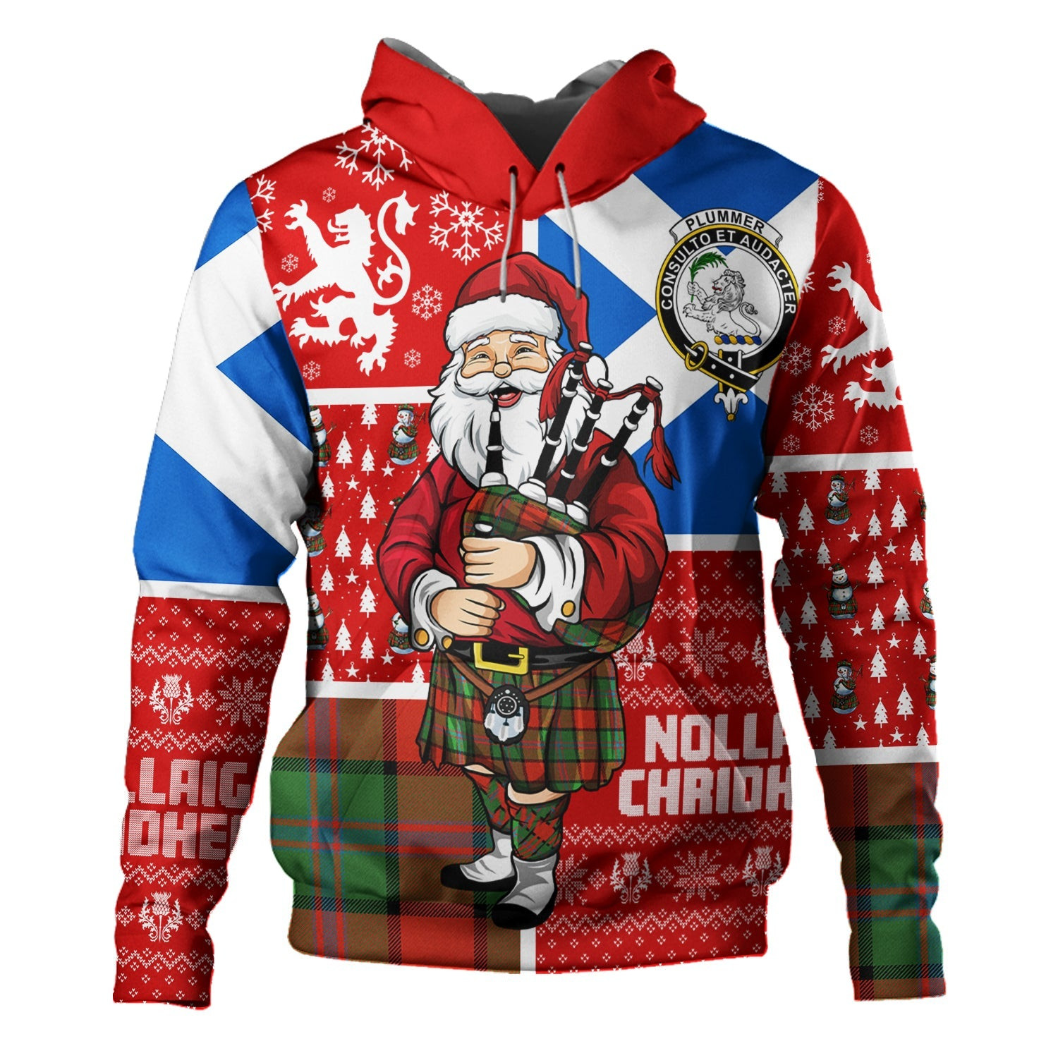 ScotsTee Shop Scottish Plummer Ancient Clan Crest Tartan Hoodie Scotland Christmas Santa