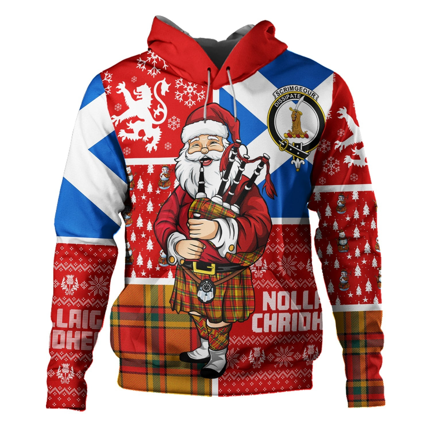 ScotsTee Shop Scottish Scrimgeour of Glassary Modern Clan Crest Tartan Hoodie Scotland Christmas Santa