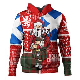 ScotsTee Shop Scottish Ramsay Green Modern Clan Crest Tartan Hoodie Scotland Christmas Santa