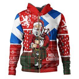 ScotsTee Shop Scottish Ramsay Green Modern Clan Crest Tartan Hoodie Scotland Christmas Santa