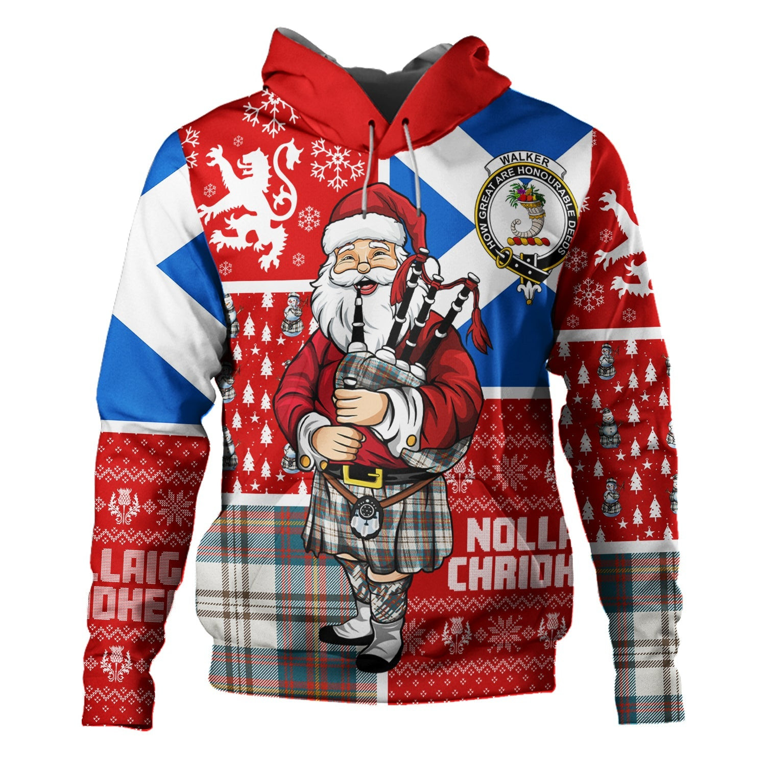 ScotsTee Shop Scottish Walker Dress Ancient Clan Crest Tartan Hoodie Scotland Christmas Santa