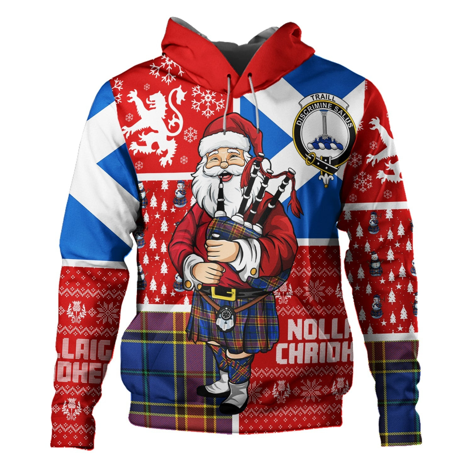 ScotsTee Shop Scottish Traill (Trayle) Modern Clan Crest Tartan Hoodie Scotland Christmas Santa