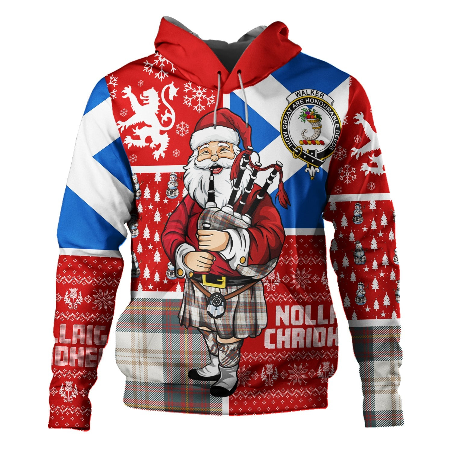 ScotsTee Shop Scottish Walker Dress Weathered Clan Crest Tartan Hoodie Scotland Christmas Santa