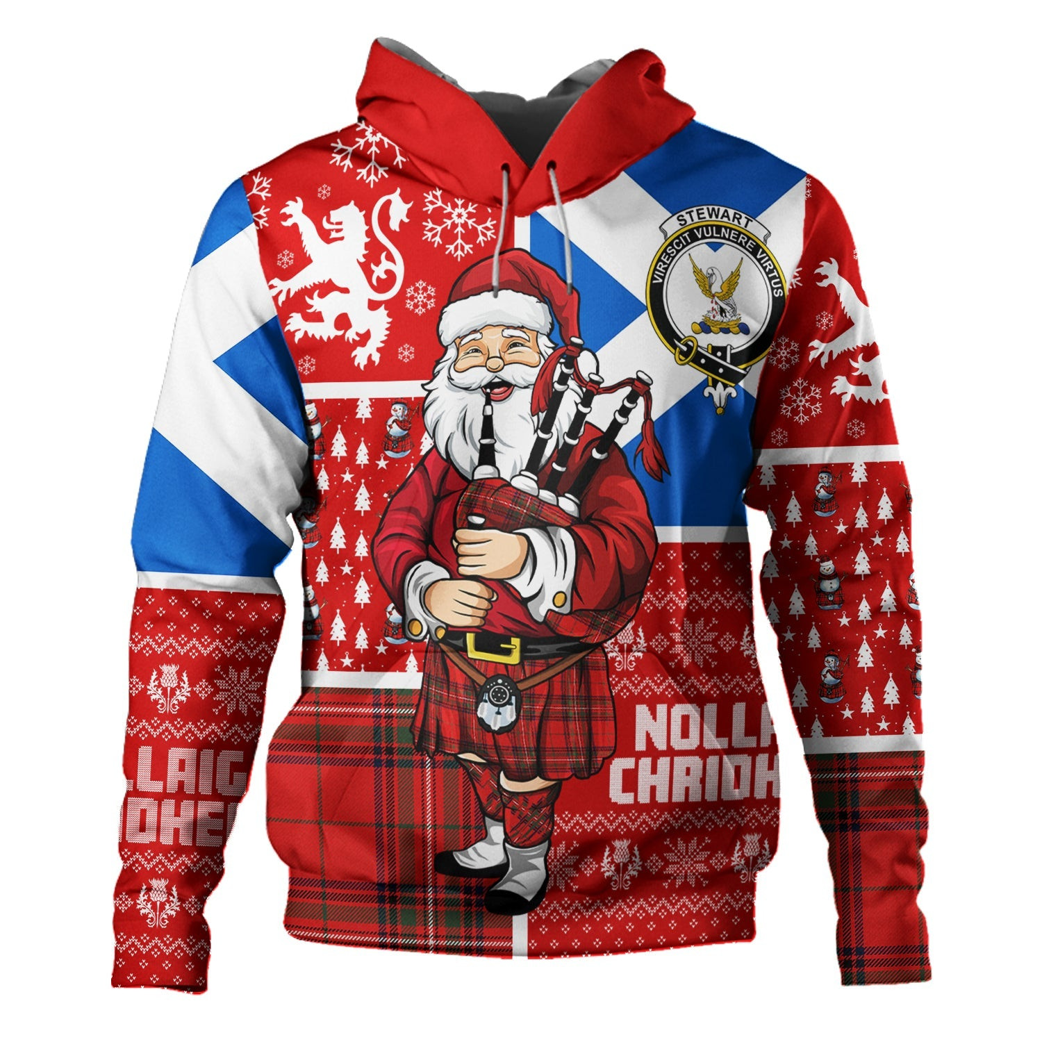 ScotsTee Shop Scottish Stewart of Rothesay Modern Clan Crest Tartan Hoodie Scotland Christmas Santa