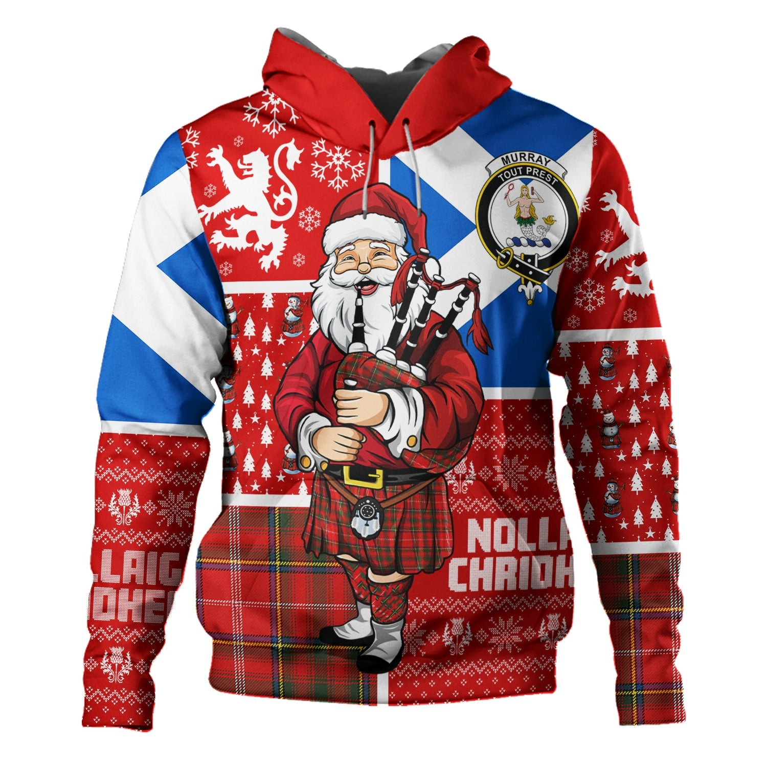 ScotsTee Shop Scottish Murray Plaid Artifact Modern Clan Crest Tartan Hoodie Scotland Christmas Santa