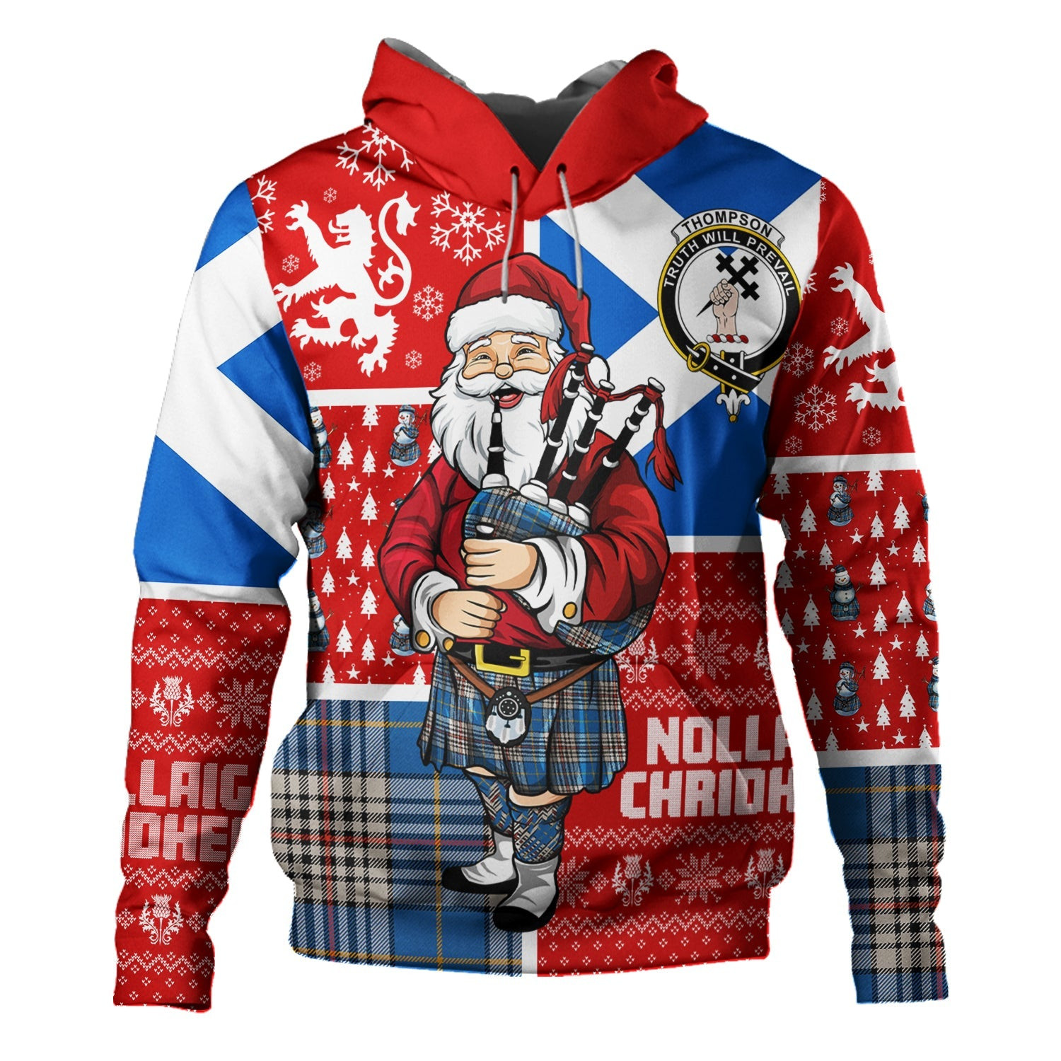 ScotsTee Shop Scottish Thompson Variant (Thomson Variant) Ancient Clan Crest Tartan Hoodie Scotland Christmas Santa