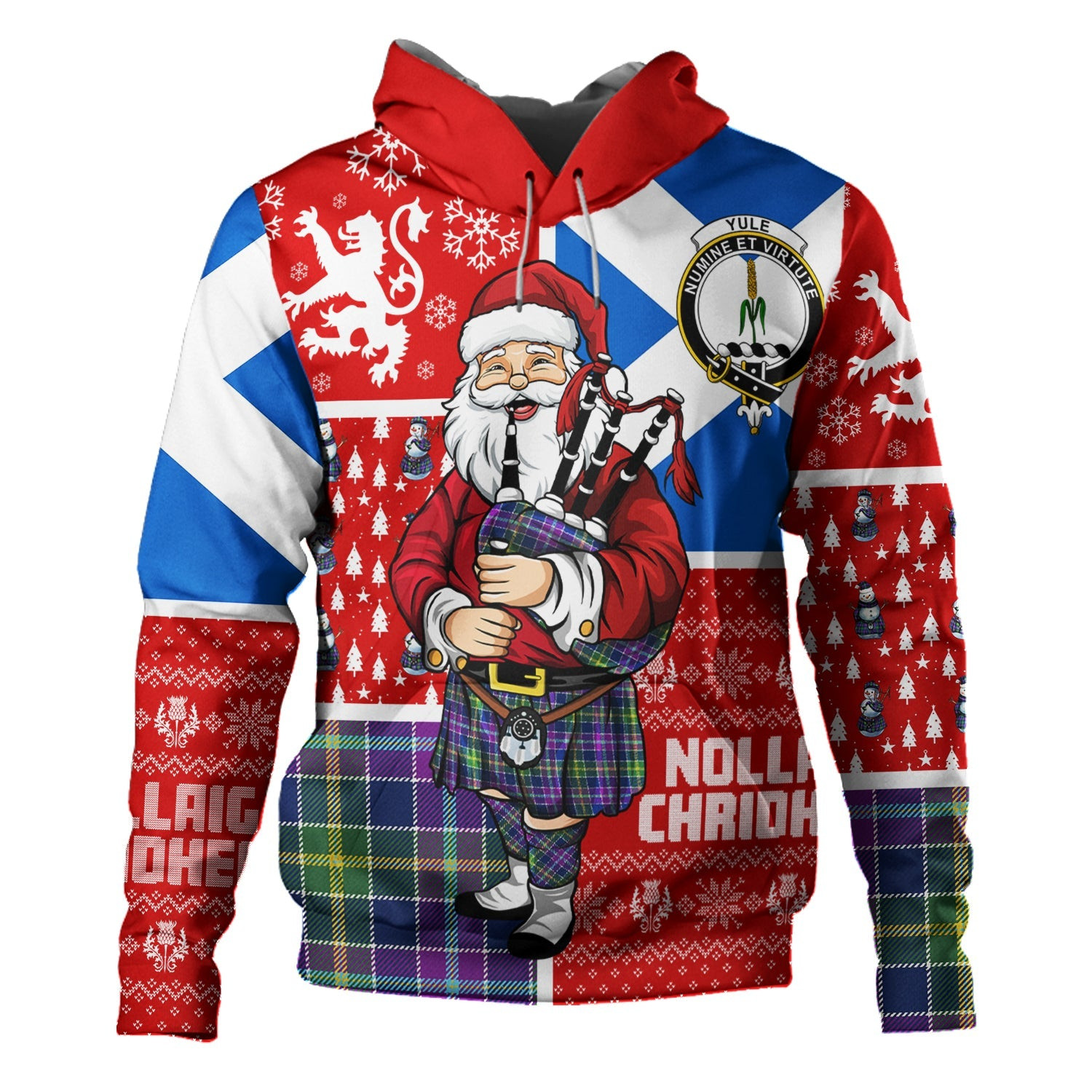 ScotsTee Shop Scottish Yule Modern Clan Crest Tartan Hoodie Scotland Christmas Santa